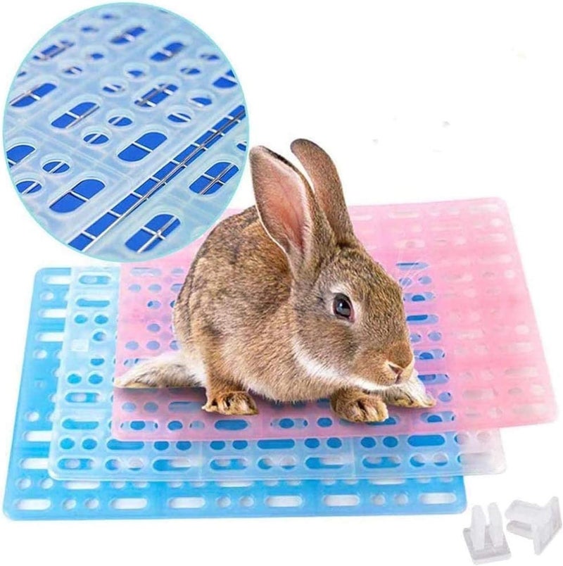 Hamiledyi Rabbit Feet Pad Hole Leak Water Design for Plastic Bunny Cage Mat Foot Resting Pads (1 Pink +1 White +1 Blue) - Image 1